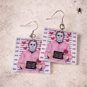 Michael Myers Mugshot Earrings Halloween Horror Movie Valentine's Day Earrings‎